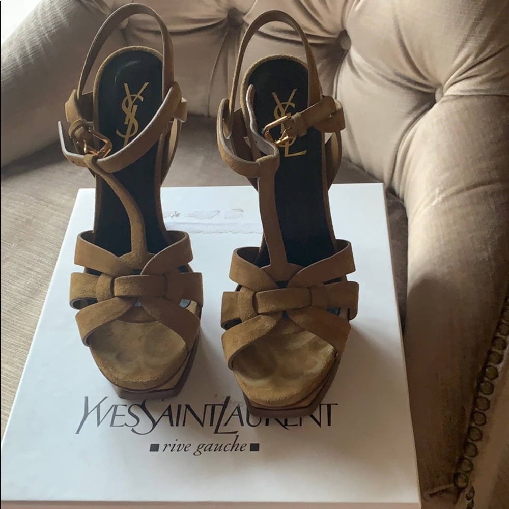 Ysl tribute high heel sandals in mustard yellow